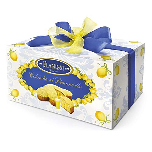 FLAMIGNI Colomba de Pascua Rellena con Crema de Limoncello 950 g, Pastel Artesano, Masa Suave y Delicada, Cubierta de Chocolate Blanco, Sin Caramelos ni Almendras, Made in Italy