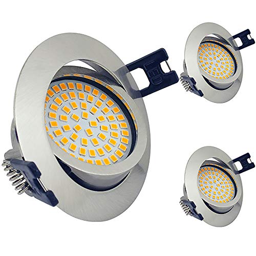 Foco Empotrable Led Techo IP44 para baño, Luz de Techo Estancos 5W Equivalente a Incandescente 50W, Blanco Cálido 3000K 500lm Ultrafino 230V (Juego de 3)