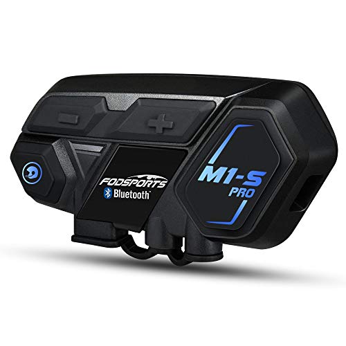 Fodsports M1-S Pro Intercomunicador Casco Moto, Impermeable Intercom Casco Moto para 8 Motoristas, Moto Bluetooth Comunicador con 2000M, Comando de Voz, Manos Libres, música estéreo (1 Pack)