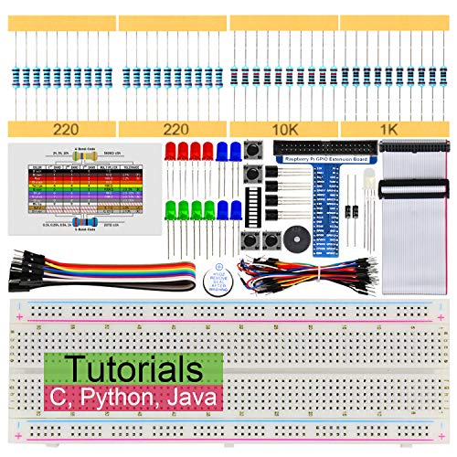 Freenove Basic Starter Kit for Raspberry Pi 4 B 3 B+ 400, 147-Page Detailed Tutorials, Python C Java Code, 146 Items, 17 Projects, Solderless Breadboard