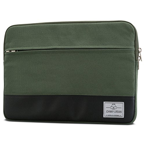 Funda portátil 15-15.6 Pulgadas Verde - Johnny Urban de Lona Bolso para Ordenador portátil de 15" de DELL HP Samsung Acer ASUS Lenovo y Muchos Modelos más - 15" Notebook maletín de Lona de algodón