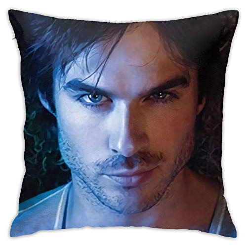 Fundas de Almohada Damon-Salvatore, Fundas cuadradas de impresión de Moda, Fundas de Almohada, cojín, Funda de Almohada, decoración para sofá Cama, 18x18 Pulgadas