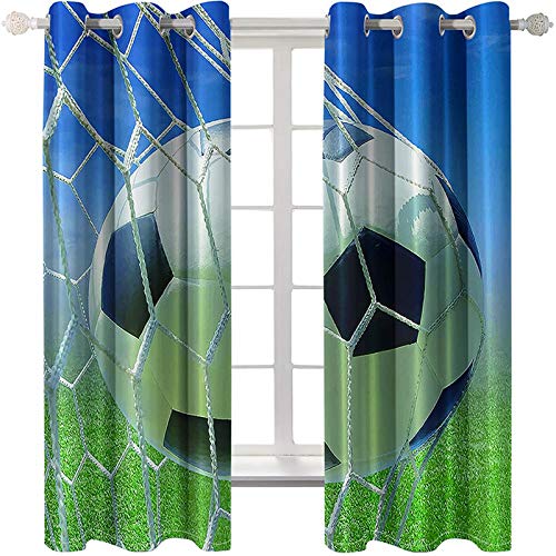 Generic Brands Cortinas Opacas fútbol con Ojales para Dormitorio salón Oficina Cortinas aislantes térmicas 140 cm Ancho x 245 cm Altura