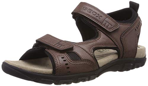 Geox UOMO Sandal Strada A, Sandalias con Punta Abierta Hombre, Brown (Coffee C6009), 41 EU