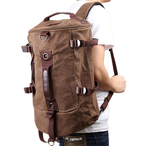 Gleader Hombres vintage lienzo Mochila Mochila hombro del ordenador portatil al aire libre Duffle Bag (de cafe)