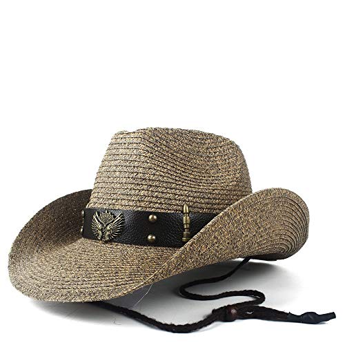 Gorra de sombrilla hecha a mano de 12 estilos Mujeres Hombres Sombrero de vaquero occidental hueco de paja Verano Señora Caballero Playa Sombrero Hombre Panamá Vaquera Jazz Sun Cap Tamaño 56-58CM Autu