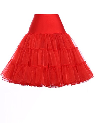 Grace Karin - Falda tipo enagua, estilo años 50 Knee Length-Red Large