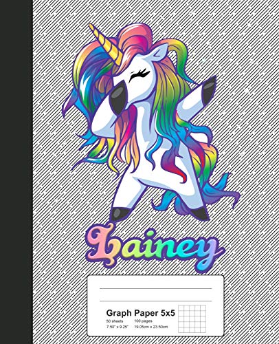 Graph Paper 5x5: LAINEY Unicorn Rainbow Notebook: 875 (Weezag Graph Paper 5x5 Notebook)