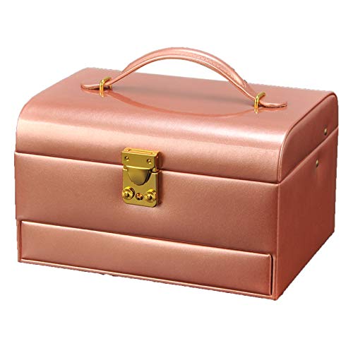 GYMEIJYG Caja De Reloj, Algodón Interior De PU Almacenamiento Multicapa con Candado Enlace Semiautomático Simple Y Elegante Alta Capacidad 10 Colores (Color : Pink, Size : 22X14x17cm)