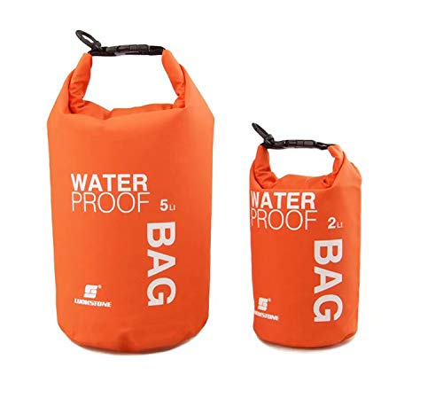 HANBIN Bolsa Bolsa Impermeable para náutica piragüismo Pesca en Kayak Camping Rafting Orange 2L