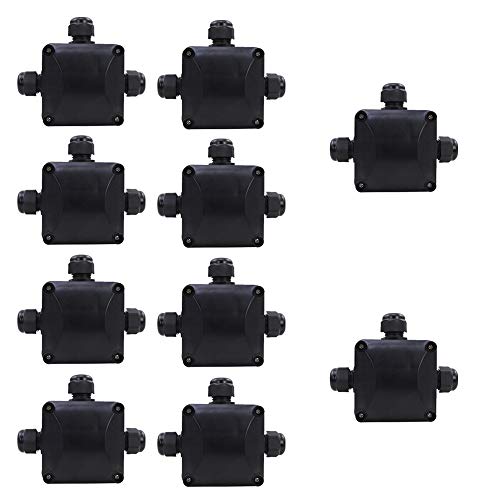 Hengda 10pcs Cajas de empalmes IP68 Waterproof Caja de Conexiones Conector de 8 Vías de Interior/Exterior para Cable Negro