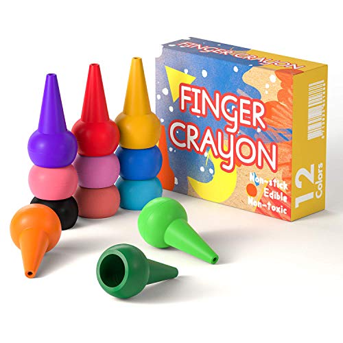 HENMI Crayones para niños pequeños, crayones para Dedos de 12 Colores no tóxicos Crayones para niños, crayones de Pintura de empuñadura de Palma Lavables y más fáciles para niños.