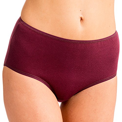 HERMKO 1150 Kit de 4 Bragas Maxi para Mujer con Acabado elástico, 100% algodón orgánico, Farbe:Burdeos, Größe Damen:40/42 (M)