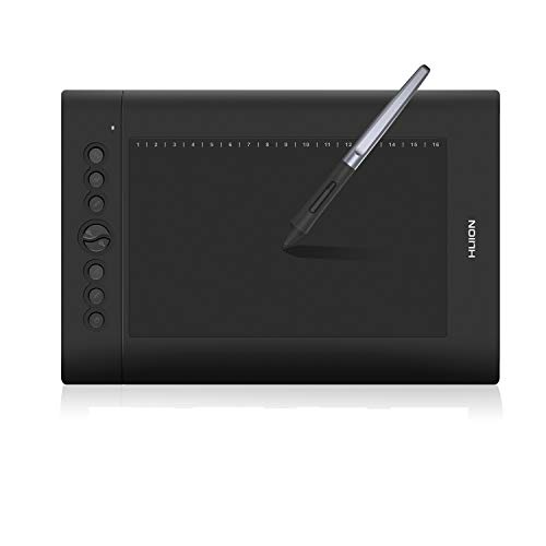 HUION H610PRO V2 Tableta gráfica - Tableta gráfica de Dibujo de Espacio de Trabajo de 10 x 6.25 Pulgadas, Lápiz sin Batería, 8 Teclas Express, Compatible con Windows, macOS y Teléfonos Android