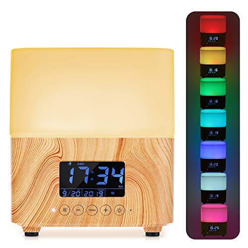 Humidificador de Aceites Esenciales 300ml, Y.F.M. Difusor de Aromaterapia - 7 Color Luz, Fución de Apagado Automático, Calendario, Ajuste del Tiempo - Humidificador Ultrasónico para Hogar/Oficina/Baño