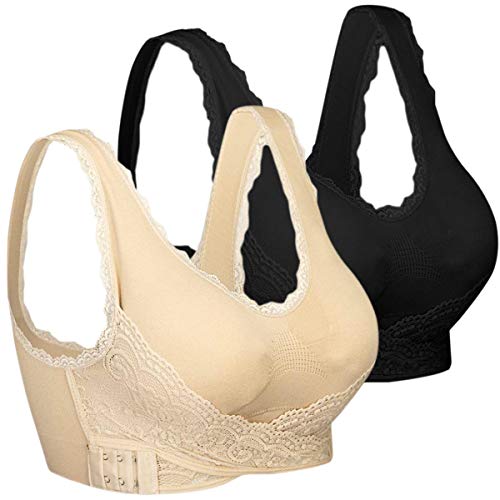 iClosam Sujetador Deportivo Encaje Mujer（1/2/3pack） Bra con Almohadillas Extraíbles para Yoga/Fitness/Ejercicio/USA de Diaria