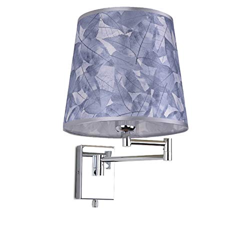 Ideahome Moderna Pantalla De Tela Cabecera Lámpara De Pared,Regulable Brazo Oscilante Luz De Lectura Aplique De Pared,Creativo Planchar Arte Dormitorio Iluminación De Pared,E27-Azul 34.5 * 24cm