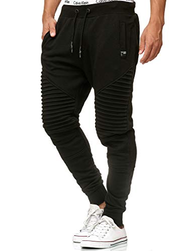 Indicode Caballeros Bate Pantalón De Chándal En 65% Algodón con 3 Bolsillos | Pantalones Entrenamiento Correr Deporte Tiempo Libre Jogger Ropa Jogging Slim-Fit para Hombres Negro S