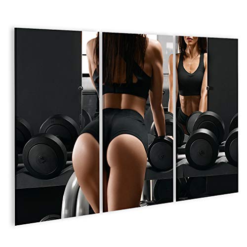 islandburner Cuadro en Lienzo Sexy Chica Atlética Hermosos Glúteos Entrenamiento Gimnasio Tanga para el Trasero Mujer Haciendo Ejercicio Cuadros Colores Muy llamativa