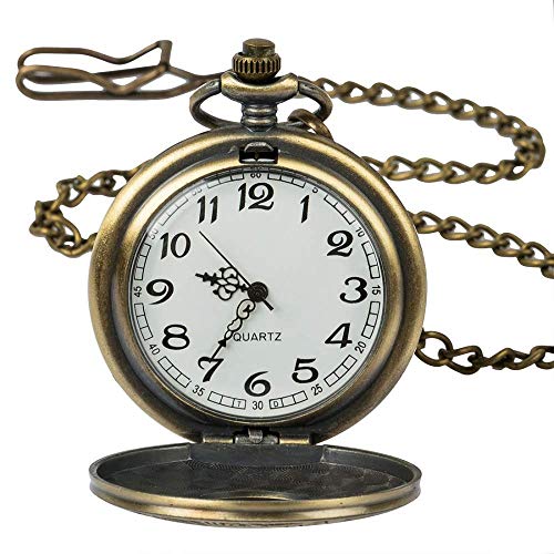 J-Love Vintage Steampunk Bronce Cuarzo Reloj de Bolsillo números Romanos Reloj Tiempo en el Bolsillo Hombres Mujeres Collar Colgante Regalo