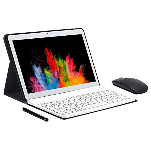 JANWIL Tableta Android 9.0 Táctil de 10.1 Pulgadas Quad-Core RAM 4GB ROM 64GB Cámara 5MP+8MP /WiFi /GPS/ Type-C /8000mAH Batería/Doble Tarjeta SIM Tableta de Llamada 3G (Blanco)