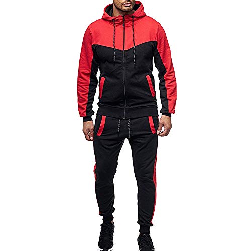 JiaMeng Chándales para Hombre Otoño Invierno Packwork Sudadera Top Pantalones Conjuntos Traje Deportivo Chándal Pack De Sudaderas Top Pantalones Conjuntos Deportivos CháNdal Traje