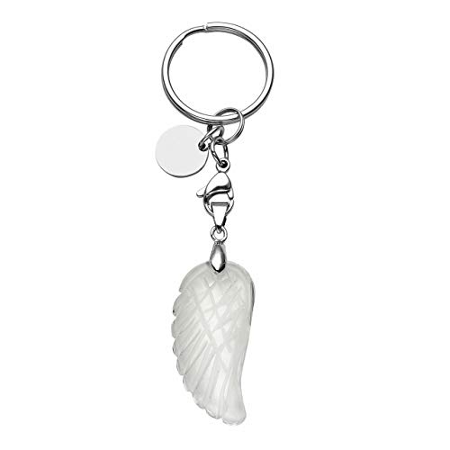 Jovivi piedras preciosas alas de ángel llavero Mujer Hombre alas Pendant Acero inoxidable llavero Keychain cristal