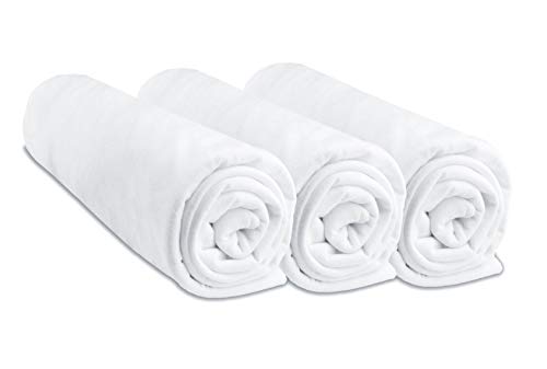 Juego de 3 sábanas bajeras de algodón 40 x 80 cm, Extensible a 40 x 90 cm, para Cuna, capazo, Color Blanco (Marca Easy Dort)
