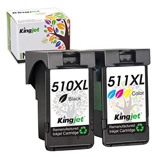 Kingjet Compatible con 510 511 XL Cartuchos de Tinta reemplaz para Canon PG-510XL CL-511XL para Canon Pixma MP495 MP250, MP270, MP280 MP499, MP230, MX320, MX350, MX410, iP2702 iP2700 (Negro,Tricolor)