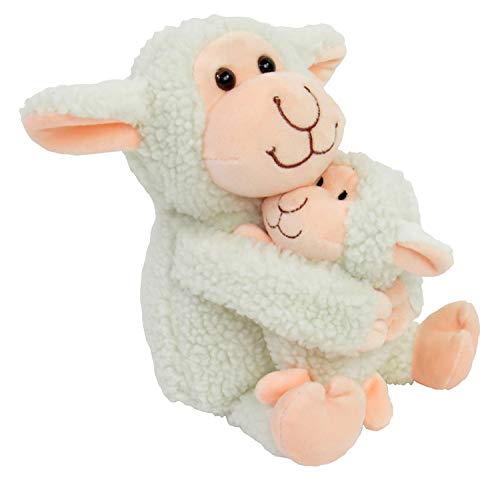 Kögler 27003 - Peluche de mamá de Oveja con bebé, Aprox. 16 cm de Alto, niños, niños y niñas, Color Blanco