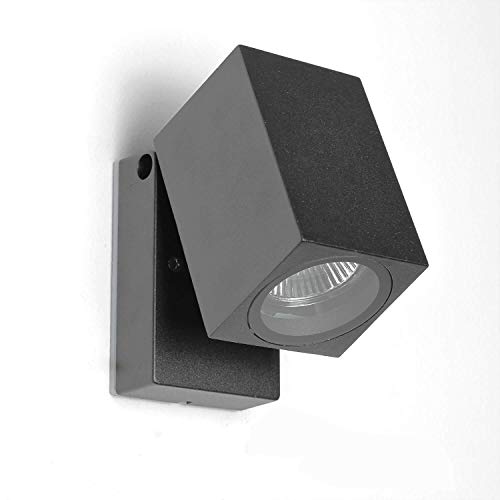 Lámpara de exterior de aluminio aplique iluminación hacia abajo negro GU10 IP44 lámpara de pared Spot para balcón y puerta AALBORG