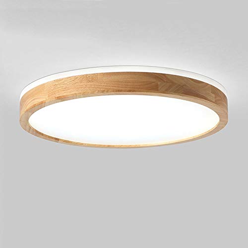 LED Luz De Techo, 20W 1800LM Lámpara De Salón De Madera Plafón de Techo de Iluminación Redonda Y Plana Lámpara De Madera Lámpara De Techo De Roble Dormitorio Cocina De Época Luces de techo,Φ40cm