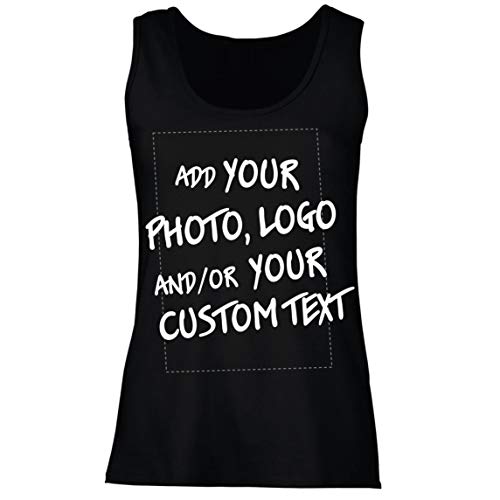 lepni.me Camisetas sin Mangas para Mujer Regalo Personalizado, Agregar Logotipo de la Compañía, Diseño Propio o Foto (Medium Negro Multicolor)