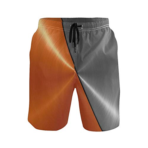 LISNIANY Bañador Hombre，Imagen de Estructura de maquinaria de Estilo 3D Naranja y Gris Colores de Contraste Modernos Vivos detallados，Natación Secado Rápido Malla Pantalones Imprimiendo Cortos(L)