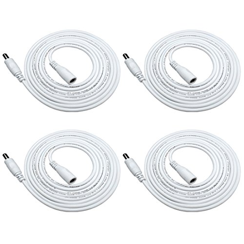 Liwinting 4 Piezas 2m Cable de Extensión 2.1mm x 5.5mm Plug DC Macho a Hembra Conector para Adaptador de Corriente, LED, Cámara CCTV Potencia, Coche, Monitores y Más, Flexible - Blanco