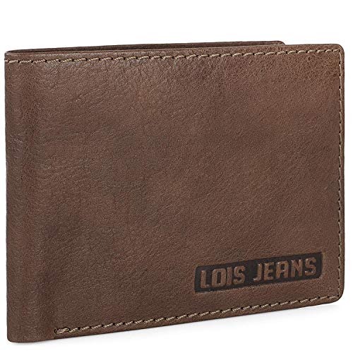 Lois - Cartera de Hombre. Billetero Tarjetero de Cuero Piel Genuina. Porta Monedas. Tarjetas Documentos Billetes dni carnet. Protección RFID 201413, Color Tan