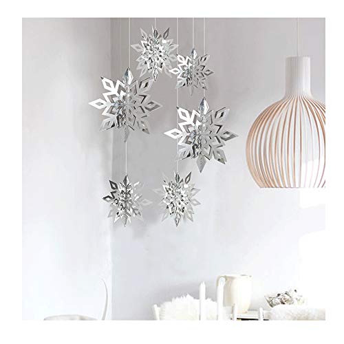 longyisound 6pcs / Set Cartón de decoración Colgante Tridimensional de Copo de Nieve Hueco - Copo de Nieve 3D - Guirnalda de Copo de Nieve de Papel, Fiesta Navidad Cumpleaños Boda Fiesta Inicio