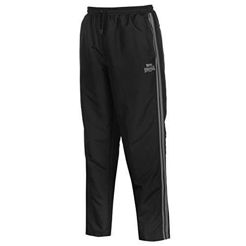 Lonsdale Hombre 2 Stripe Pantalones Tejidos Puño Del Tobillo Abierto Negro/Carbón XXXL