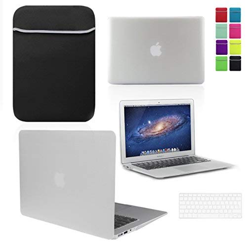 LOVE MY CASE / BUNDLE CLEAR (frosted) Hard Shell Case with matching KEYBOARD Skin and BLACK NEOPRENE Sleeve Cover for 13-inch Apple MacBook AIR [Will NOT fit MacBook Pro Models], [Importado de Reino Unido]