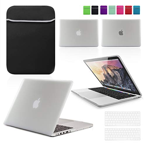LOVE MY CASE / BUNDLE CLEAR (frosted) Hard Shell Case with matching KEYBOARD Skin and BLACK NEOPRENE Sleeve Cover for 13-inch Apple MacBook PRO with Retina Display [Will only fit MacBook PRO Retina Display Models - NO CD/DVD DRIVE], [Importado de UK]