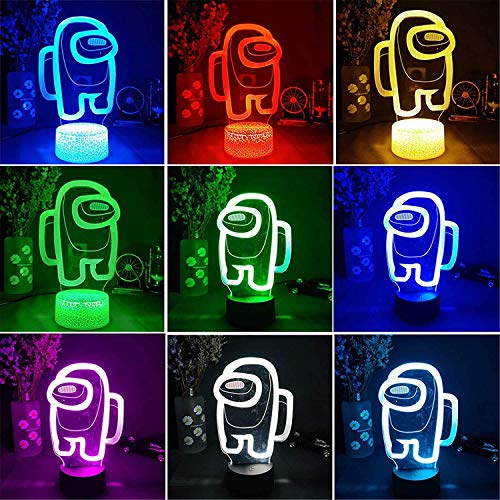 LOYALSE Among us - Lámpara de mesa 3D con 16 colores de nosotros, lámpara de mesa de juegos, ambiente de noche LED con sensor de luces para niños, regalo de decoración de dormitorio