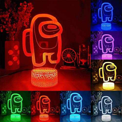 LOYALSE Among us - Lámpara de mesa con ilusión 3D, 7 colores entre nosotros, lámpara de mesa de juegos, ambiente de noche LED con sensor de luces para niños, regalo de decoración de dormitorio