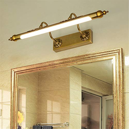 Luz LED Para Espejo De Baño Bronce Lámpara De Espejo De Baño Regulable 3000 K-6000 K, Ángulo De Rotación De 240 ° Lámpara De Pared, IP44 Impermeable Anti Niebla Para El Baño,45cm8w