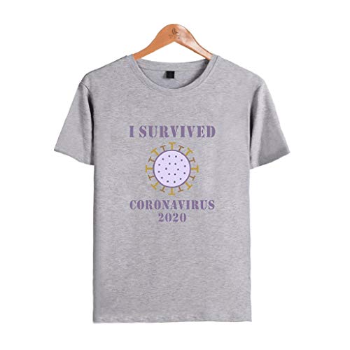 LXHcool I Survived Cóvid-19 en 2020 and Survived Purple- Córonavirus Pandemic Remembrance Survivor T-Shirt (Color: gris, Tamaño: X-Small)