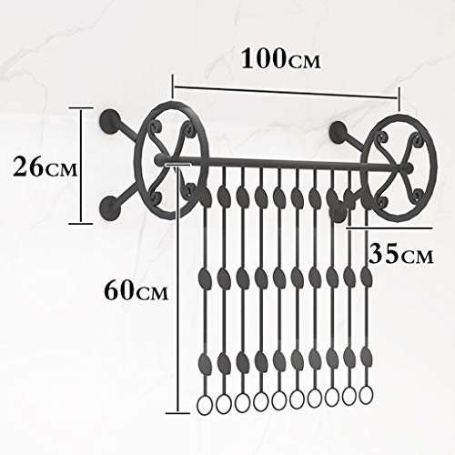 LXYA Rack clásico de Ropa de Pared de Metal Negro, Vara de Colgante de Ropa de Metal para exhibición al por Menor, organización de Armario (Color : C, Size : 100cm)