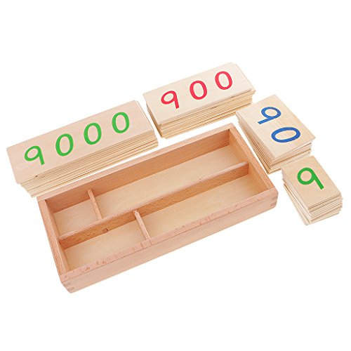 MagiDeal Montessori Juguetes Educativos de Madera Número Tarjetas 1-9000 Aprendizaje Matemáticas para Niño - Pequeña