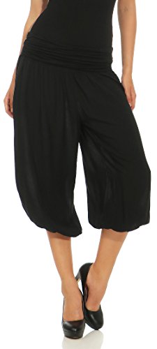 Malito Mujer Pantalón Bombacho Aladino Harem Pantalón Yoga Uni 1483 (Negro)