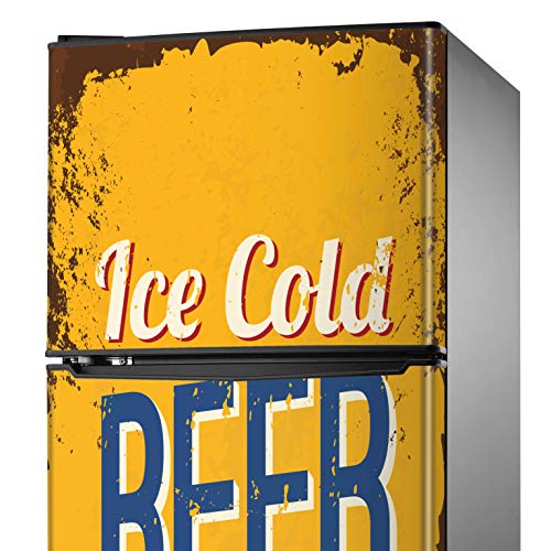 MEGADECOR Adhesivo Decorativo para Nevera con Diseño de Expendedora de Cerveza 'Ice Cold Beer', Varias Medidas (185cm x 60cm)