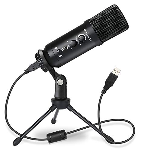 Micrófono USB, micrófono de PC con soporte para micrófono, compatible con PC/portátil/iPad/iPhone/grabadora Mac/voz/YouTube/Skype