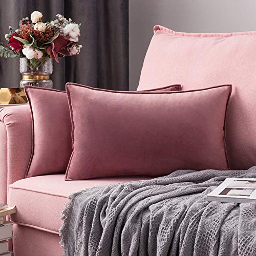 MIULEE Terciopelo Funda de Cojine Brida Protectores de Almohada Sofá Throw Cojín Decoración Almohada Caso de la Cubierta Decorativo para Sala de Estar 12"x20"Inch 2 Piezas 30x50cm Mermelada